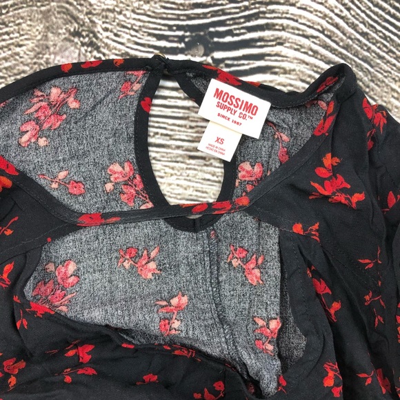 Mossimo Floral Bell Sleeve Peplum Top Boho - Picture 5 of 5